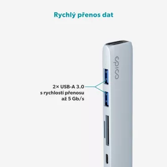 Epico 6in1 alumínium USB-C 8K hub - kék