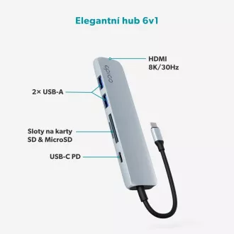 Epico 6in1 alumínium USB-C 8K hub - kék