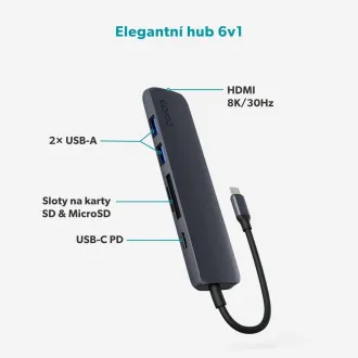 Epico 6in1 alumínium USB-C 8K hub - tintasugaras