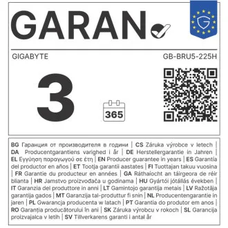 Gigabyte BRIX/GB-BRU5-225H/Mini/U5-225H/no RAM/Intel int/no OS/3R Gigabyte BRIX/GB-BRU5-225H/Mini/U5-225H/no RAM/Intel int/no OS/3R