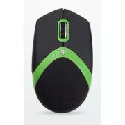 AMEI AM-M101G/Ergonomikus/Optikai/1 600 DPI/Vezeték nélküli USB/Fekete-zöld