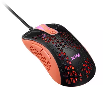 Adata XPG Slingshot Mera Edition/Fekete/Optikai/Optikai/Jobbkezes/12,000 DPI/Vezeték nélküli USB/Fekete-narancs színű