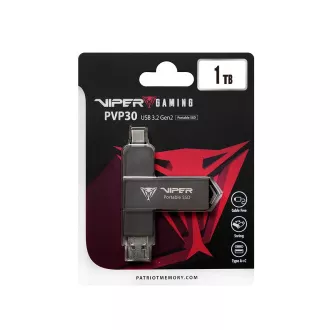 Patriot VIPER PVP30/1TB/SSD/External/Fekete/3R