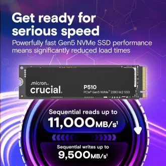 Crucial P510/2TB/SSD/M.2 NVMe/Fekete/5R Crucial P510/2TB/SSD/M.2 NVMe/Fekete/5R