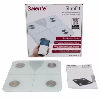 Salente SlimFit, intelligens személyi diagnosztikai fitnesz mérleg, Bluetooth, fehér