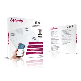 Salente SlimFit, intelligens személyi diagnosztikai fitnesz mérleg, Bluetooth, fehér