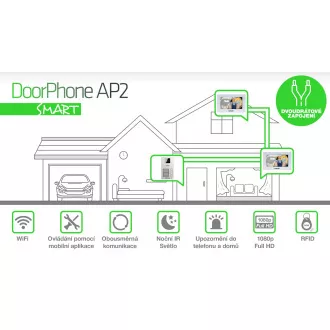 EVOLVEO DoorPhone AP2-2 vezetékes videotelefon két lakáshoz, alkalmazással, fehér színben