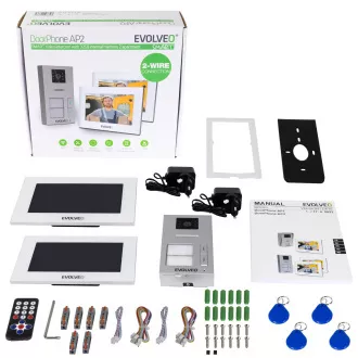 EVOLVEO DoorPhone AP2-2 vezetékes videotelefon két lakáshoz, alkalmazással, fehér színben