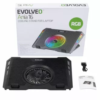 EVOLVEO Ania 16, notebook hűtőbetét, 5x ventilátor, RGB háttérvilágítás
