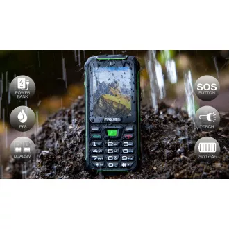 EVOLVEO StrongPhone W4, IP68 ellenálló Dual SIM telefon, 2.8 "LCD, 2500mAh, Powerbank, fekete-zöld