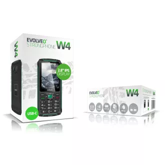 EVOLVEO StrongPhone W4, IP68 ellenálló Dual SIM telefon, 2.8 "LCD, 2500mAh, Powerbank, fekete-zöld