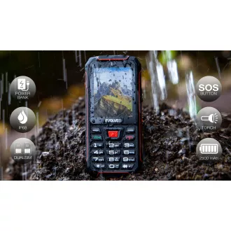 EVOLVEO StrongPhone W4, IP68 ellenálló Dual SIM telefon, 2,8"-os LCD, 2500mAh, Powerbank, fekete és piros színű