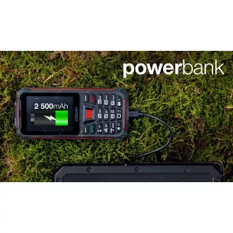 EVOLVEO StrongPhone W4, IP68 ellenálló Dual SIM telefon, 2,8"-os LCD, 2500mAh, Powerbank, fekete és piros színű