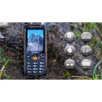 EVOLVEO StrongPhone Z6, vízálló, tartós Dual SIM telefon, fekete-narancs színben - Használt