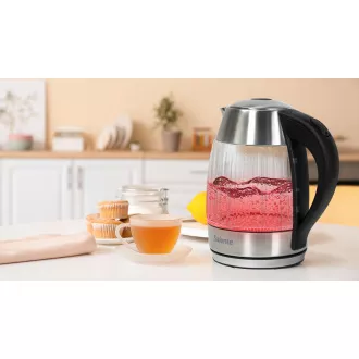 Salente StripeGlass, vízforraló 1,8 l, rozsdamentes acél/üveg, piros háttérvilágítással