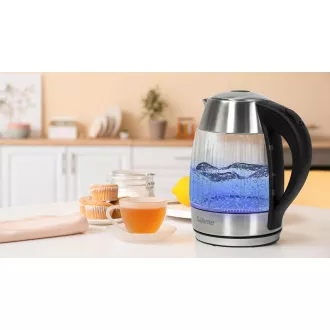 Salente StripeGlass, vízforraló 1,8 l, rozsdamentes acél/üveg, piros háttérvilágítással