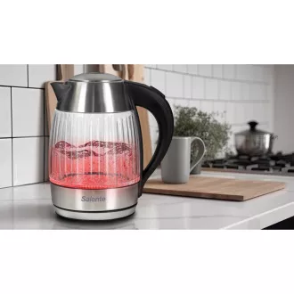Salente StripeGlass, vízforraló 1,8 l, rozsdamentes acél/üveg, piros háttérvilágítással