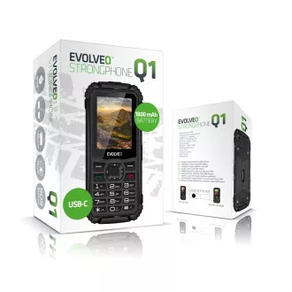 EVOLVEO StrongPhone Q1, IP68 ellenálló Dual SIM telefon, 2,4"-os LCD, 1800mAh, fekete színű