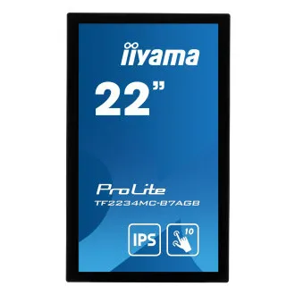 22" iiyama TF2234MC-B7AGB: IPS, FullHD, Kapacitív, 10P, 350cd/m2, VGA, HDMI, DP, IP65, Fekete