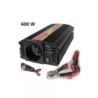 Feszültség átalakító Carspa CAR600U-242 24V/230V USB 600W, módosított szinusszal Feszültség átalakító Carspa CAR600U-242 24V/230V USB 600W, módosított szinusszal