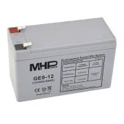 MHPower GE9-12 Gél akkumulátor 12V/9Ah, Faston F2 - 6,3mm, mélyciklusú akkumulátor