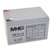 MHPower GE14-12 Gél akkumulátor 12V/14Ah, Faston F2 - 6,3mm, mélyciklusú akkumulátor