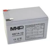 MHPower GE14-12 Gél akkumulátor 12V/14Ah, Faston F2 - 6,3mm, mélyciklusú akkumulátor
