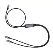 C-TECH USB Type-C PD 100W teljesítmény elosztó kábel, 0.7m   2x0.5m, fekete
