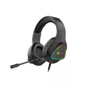 C-TECH Midas Gaming Headset (GHS-17BK), alkalmi játék, RGB háttérvilágítás, fekete színben