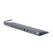 Gembird USB-C 9v1 multiport USB   HDMI   VGA   PD   kártyaolvasó   LAN   audio