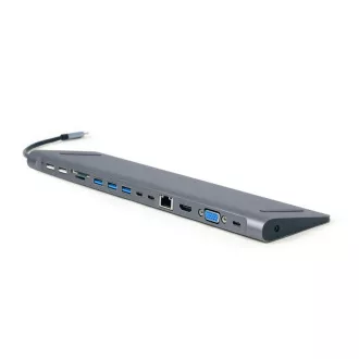 Gembird USB-C 9v1 multiport USB   HDMI   VGA   PD   kártyaolvasó   LAN   audio