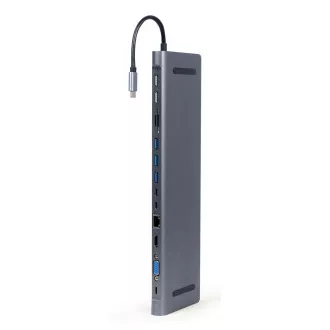 Gembird USB-C 9v1 multiport USB   HDMI   VGA   PD   kártyaolvasó   LAN   audio