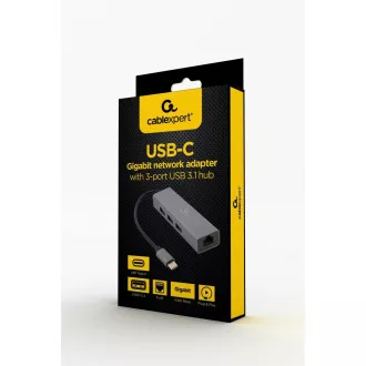 Gembird USB-C GBit adapter   3x USB 3.1