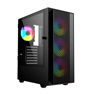 Gembird Fornax 4000 ARGB/Midi Tower/Transpar./Fekete