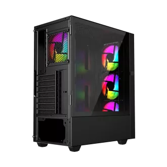 Gembird Fornax 4000 ARGB/Midi Tower/Transpar./Fekete