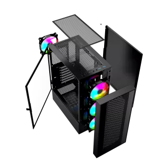 Gembird Fornax 4000 ARGB/Midi Tower/Transpar./Fekete