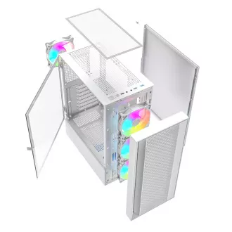 Gembird Fornax 4000 ARGB/Midi Tower/Transpar./Fehér