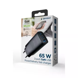 GEMBIRD PD töltő 1xUSB-A 2xUSB-C 67W fekete