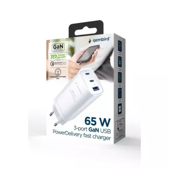 GEMBIRD PD töltő 1xUSB-A 2xUSB-C 67W fehér