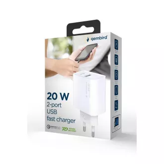 GEMBIRD PD töltő USB-A USB-C 20W fehér