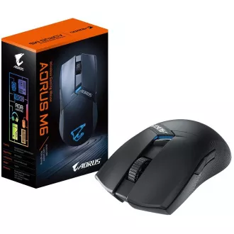 GIGABYTE Aorus M6/Fekete/Fekete/Optikus/26,000 DPI/Vezeték nélküli USB/Fekete
