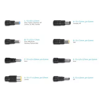 AVACOM QuickTIP 250W - univerzális adapter laptopokhoz   8 csatlakozó