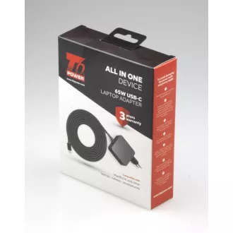 T6 Power univerzális laptop adapter, 65W, USB-C