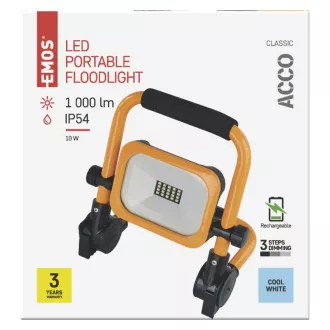EMOS HORDOZHATÓ ÚJRATÖLTHETŐ LED REFLEKTOR ACCO 10W, 1000LM, IP54