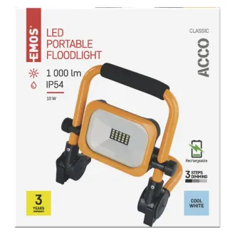 EMOS HORDOZHATÓ ÚJRATÖLTHETŐ LED REFLEKTOR ACCO 10W, 1000LM, IP54 EMOS HORDOZHATÓ ÚJRATÖLTHETŐ LED REFLEKTOR ACCO 10W, 1000LM, IP54