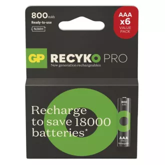 GP Újratölthető akkumulátor. ReCyko Pro AAA (HR03) 800mAh - 6 db