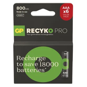 GP Újratölthető akkumulátor. ReCyko Pro AAA (HR03) 800mAh - 6 db GP Újratölthető akkumulátor. ReCyko Pro AAA (HR03) 800mAh - 6 db