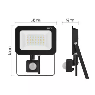 EMOS LED REFLECTOR SIMPO 30W, 3000Lm, 4000K, PIR