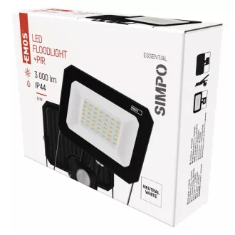 EMOS LED REFLECTOR SIMPO 30W, 3000Lm, 4000K, PIR