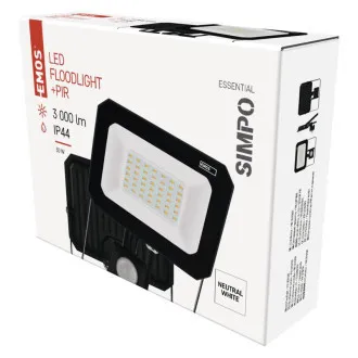 EMOS LED REFLECTOR SIMPO 30W, 3000Lm, 4000K, PIR
